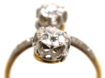 Edwardian 18ct gold & Platinum, Two Stone Diamond Twist Ring