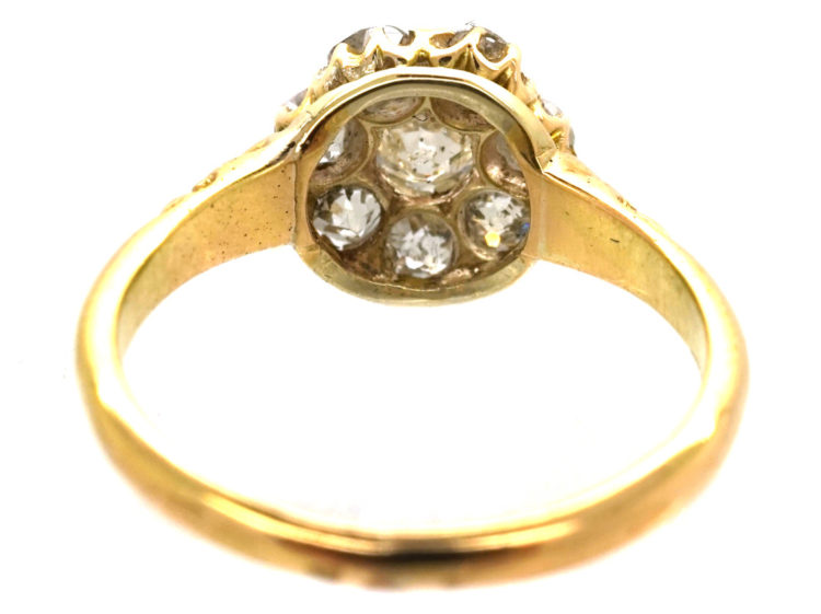 Edwardian 18ct Gold Diamond Daisy Cluster Ring