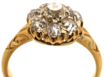 Edwardian 18ct Gold Diamond Daisy Cluster Ring