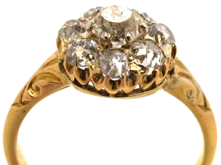 Edwardian 18ct Gold Diamond Daisy Cluster Ring