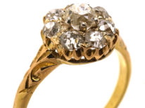 Edwardian 18ct Gold Diamond Daisy Cluster Ring