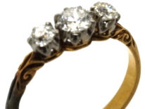 Edwardian 18ct Gold, Three Stone Diamond Ring