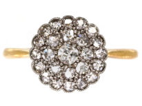 Edwardian 18ct Gold & Platinum, Pave Set Diamond Cluster Ring