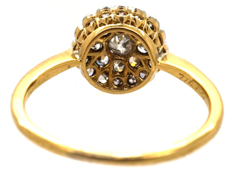 Edwardian 18ct Gold & Platinum, Pave Set Diamond Cluster Ring