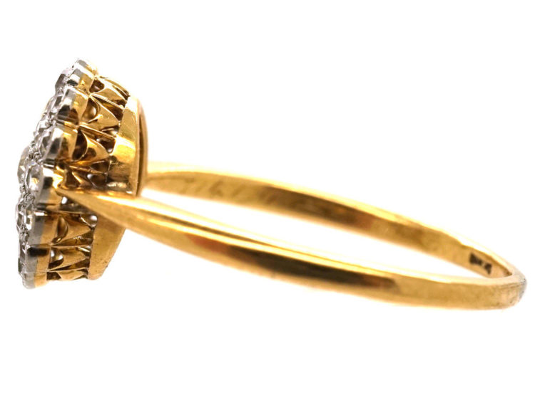Edwardian 18ct Gold & Platinum, Pave Set Diamond Cluster Ring