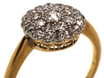 Edwardian 18ct Gold & Platinum, Pave Set Diamond Cluster Ring