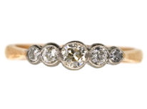 Edwardian 18ct Gold, Platinum Five Stone Diamond Ring