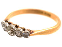 Edwardian 18ct Gold, Platinum Five Stone Diamond Ring