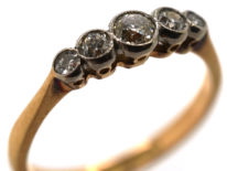 Edwardian 18ct Gold, Platinum Five Stone Diamond Ring