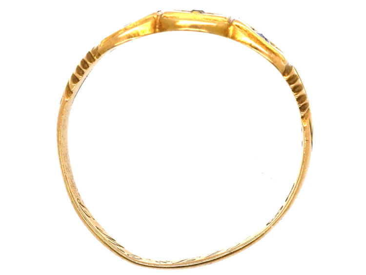 Victorian 18ct Gold, Sapphire & Diamond Three Stone Ring