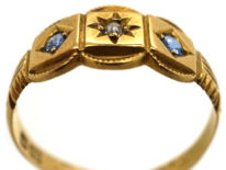 Victorian 18ct Gold, Sapphire & Diamond Three Stone Ring