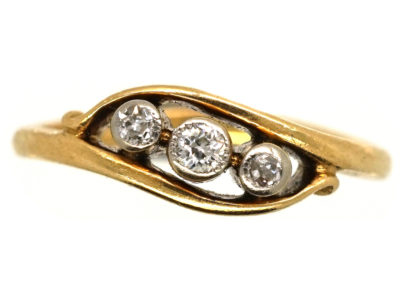 Edwardian 18ct Gold & Platinum, Three Stone Diamond Ring
