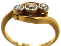 Edwardian 18ct Gold, Platinum, Three Stone Diamond Crossover Ring