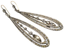 Art Deco Silver & Paste Long Drop Earrings