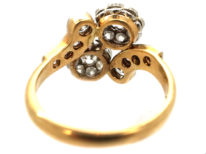 Edwardian 18ct Gold & Platinum, Diamond Double Cluster Ring