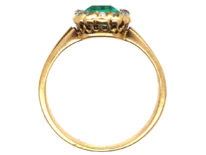 Edwardian 18ct Gold, Emerald & Rose Diamond Ring