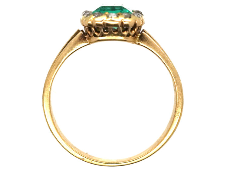 Edwardian 18ct Gold, Emerald & Rose Diamond Ring