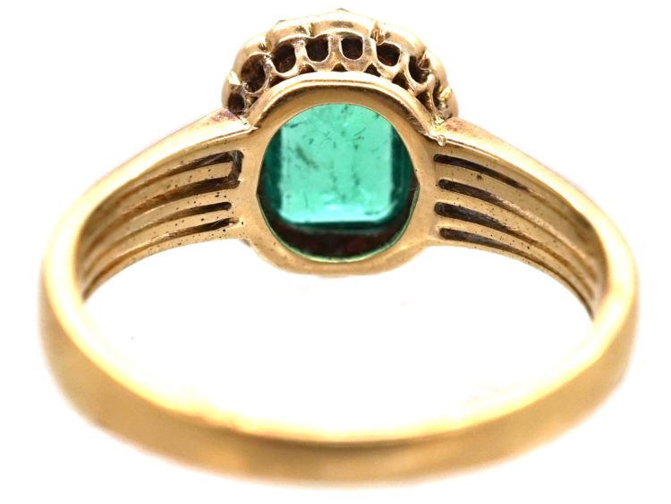 Edwardian 18ct Gold, Emerald & Rose Diamond Ring