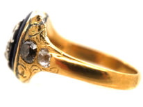 Georgian 18ct Gold, Royal Blue Enamel & Diamond Forget Me Not Ring