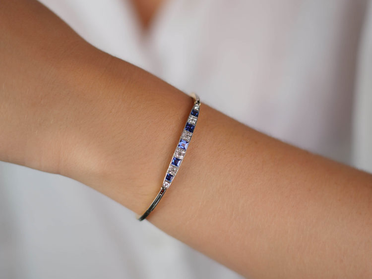 Art Deco 18ct Gold & Platinum, Sapphire & Diamond Bracelet