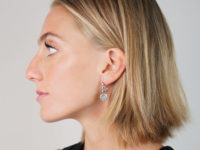 Edwardian 18ct White Gold & Diamond Cluster Drop Earrings
