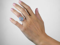 Art Deco 18ct White Gold Harlequin Opal & Diamond Ring