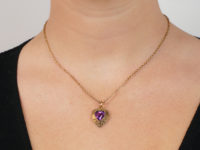 Edwardian 15ct Gold & Amethyst Heart Shaped Pendant