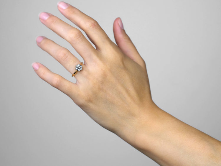Edwardian 18ct Gold & Platinum, Diamond Cluster Ring