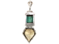 Art Deco Silver, Marcasite, Smoky Quartz & Amazonite Pendant by Theodor Fahrner