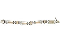 Art Deco Silver, Marcasite, Smokey Quartz & Amazonite Bracelet by Theodor Fahrner