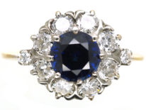 18ct Gold Sapphire & Diamond Cluster Ring