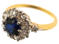 18ct Gold Sapphire & Diamond Cluster Ring