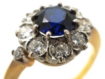 18ct Gold Sapphire & Diamond Cluster Ring