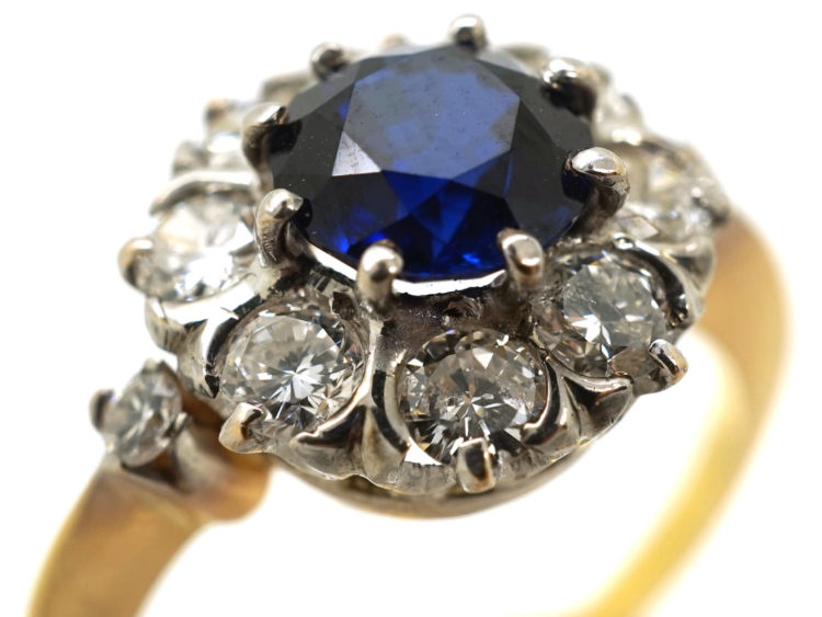 18ct Gold Sapphire & Diamond Cluster Ring