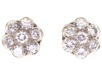 18ct White Gold & Diamond Large Cluster Earrings