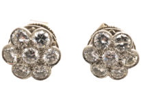 18ct White Gold & Diamond Large Cluster Earrings