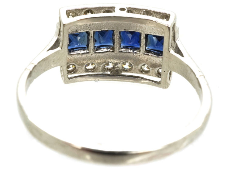 Art Deco 18ct White Gold & Platinum Sapphire & Diamond Ring