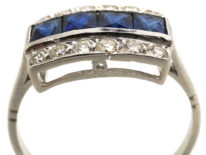 Art Deco 18ct White Gold & Platinum Sapphire & Diamond Ring