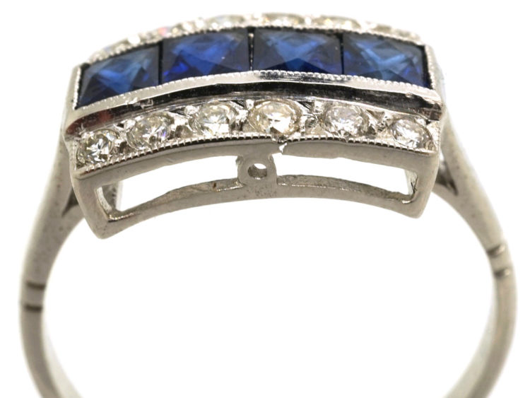 Art Deco 18ct White Gold & Platinum Sapphire & Diamond Ring