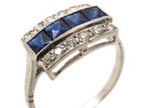 Art Deco 18ct White Gold & Platinum Sapphire & Diamond Ring
