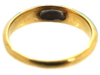 Regency 15ct Gold, Enamel & Natural Split Pearl Ring with Locket on Reverse