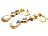Edwardian 9ct Gold & Moonstone Drop Earrings