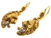 Edwardian 18ct Gold Griffin's Head Earrings