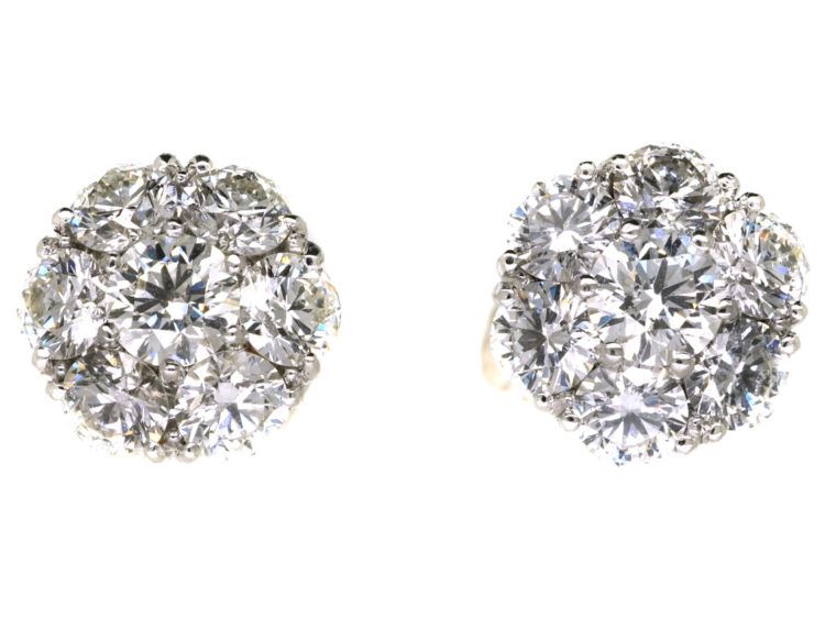 18ct White Gold Diamond Cluster Earrings by Jabel
