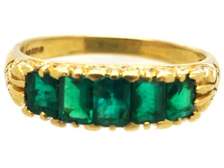 18ct Gold Five Stone Emerald Ring