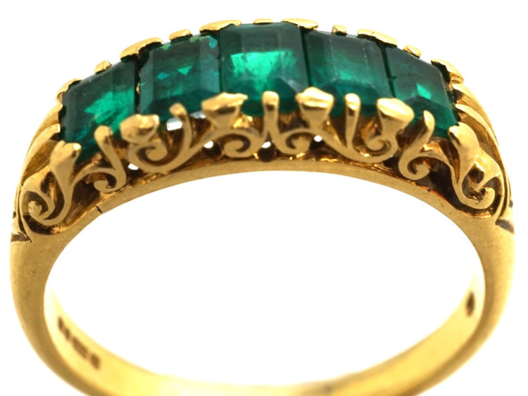 18ct Gold Five Stone Emerald Ring