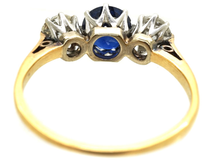 18ct Gold, Sapphire & Diamond Three Stone Ring