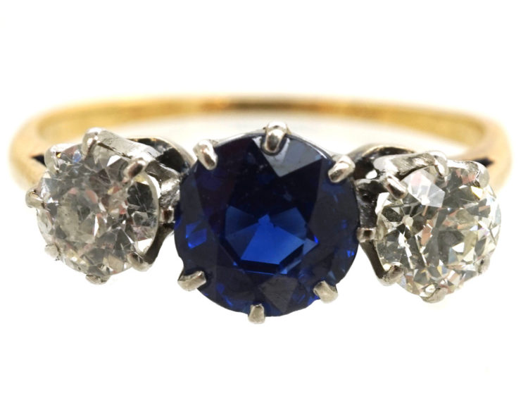 18ct Gold, Sapphire & Diamond Three Stone Ring
