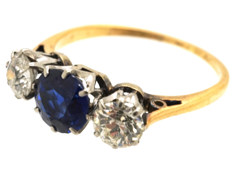 18ct Gold, Sapphire & Diamond Three Stone Ring