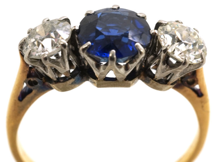 18ct Gold, Sapphire & Diamond Three Stone Ring